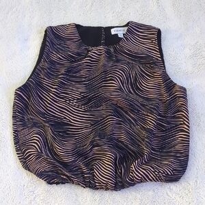 Evereve Black, Pink, Navy Wave-Print Sleeveless Blouson Top